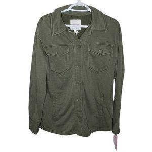 Avec Lea filles French terry shacket in dark olive size XS